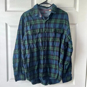 Vintage Woolrich Shirt L 70s Plaid Blue Classic Retro Work Cotton Preppy Outdoor